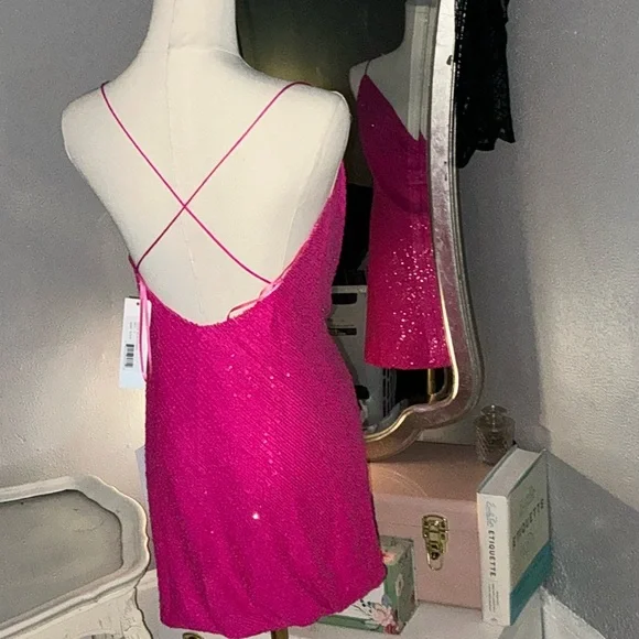 JAYGODFREY Hot Pink Sequin Mini Dress - Picture 5 of 8